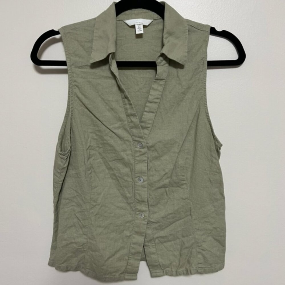 Sleeveless Linen Blend Shirt - Picture 3 of 6